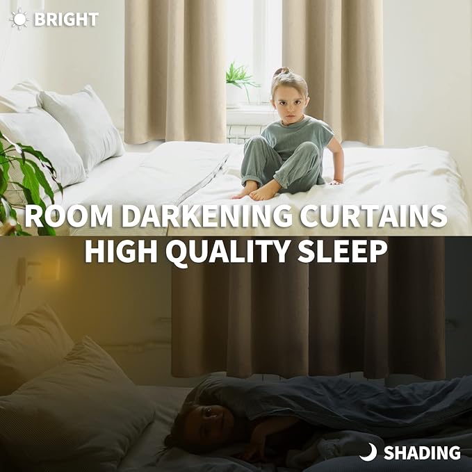 BGment Rod Pocket Blackout Curtains 54 Inches Length for Bedroom - Thermal Insulated Room Darkening Window Drapes for Living Room Kitchen, 42 x 54 Inch, 2 Panels, Beige