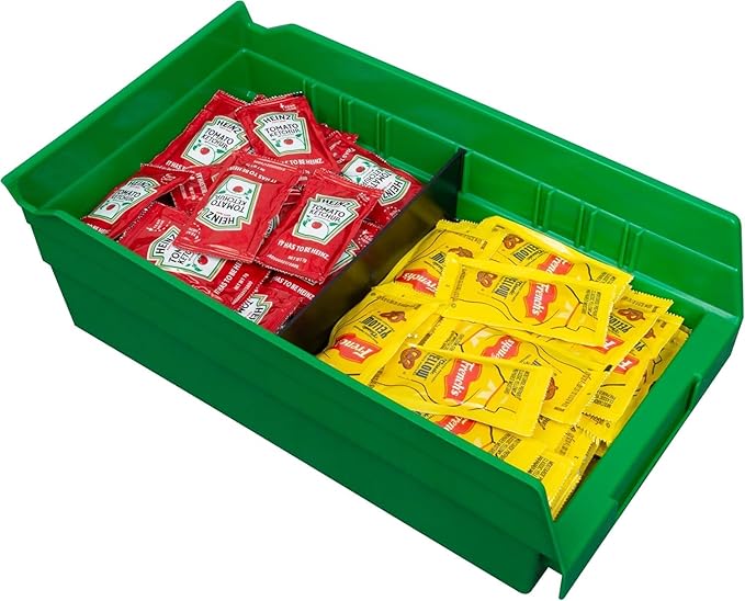 Akro-Mils 30130 Plastic Shelf Bins, Heavy Duty Storage Bins for Garage, Closet, and Drawer Organization, 12-Inch x 6-1/2-Inch x 4-Inch, Green, 12-Pack