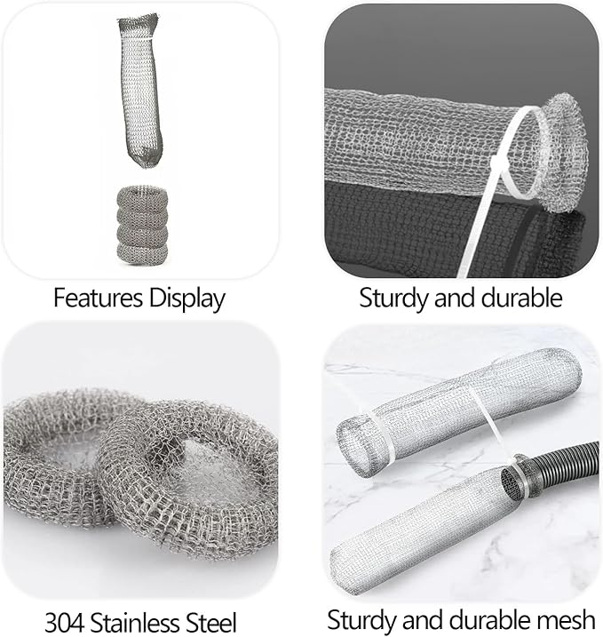 Stainless Steel Lint Traps for Washing Machine Drain Hose – Mesh Filter with Cable Ties for Laundry Sink and Drain Protection(12)