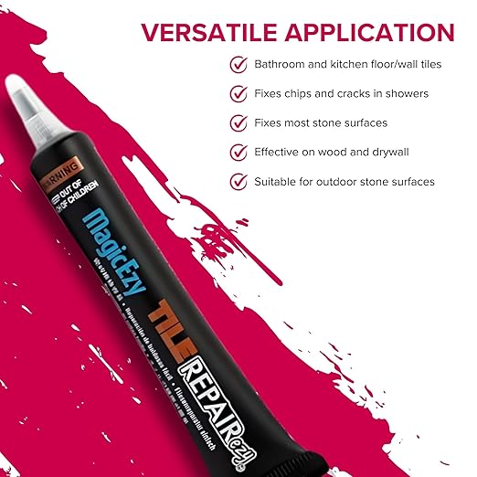 MagicEzy Tile RepairEzy Tile Repair Kit (Honey Beige/White) - Crack and Chip Repair for Floor and Wall Tiles Fast - Porcelain and Ceramic Tile Repair Kit