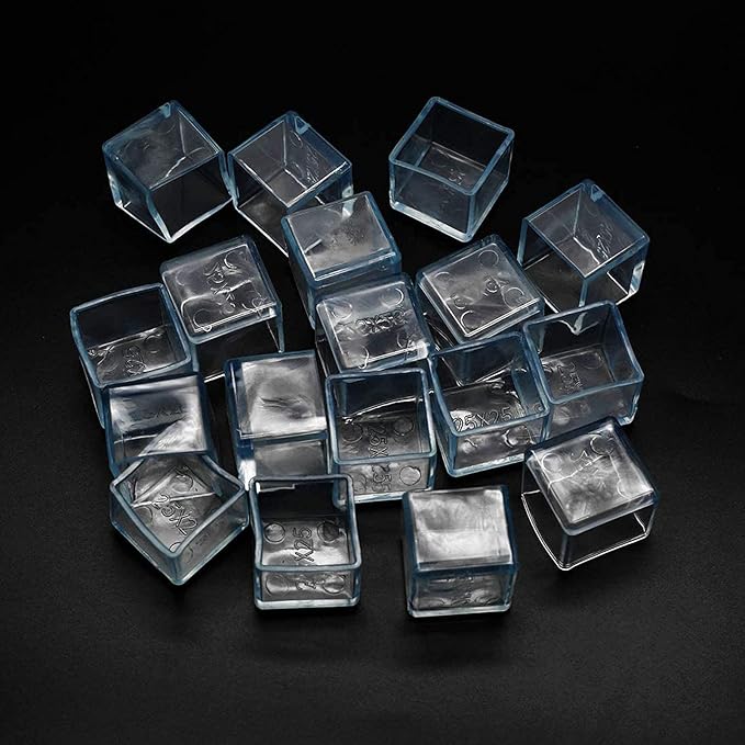16 Pcs Transparent Square Anti-Slip Rubber Leg Tips Chair Leg Caps Furniture Floor Protectors Chair Table Bar Stool Leg Covers Furniture Leg Cube Feet 0.79 Inch x 0.79 Inch (20 x 20mm)