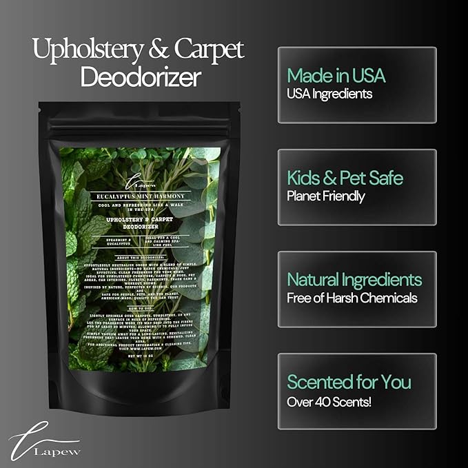 Eucalyptus Mint Harmony Carpet Freshener Powder: Powerful Odor Eliminator for Home, Upholstery Deodorizer, Carpet Deodorizer, Pet Urine, Cat Litter Box - Eucalyptus Spearmint Fragrance