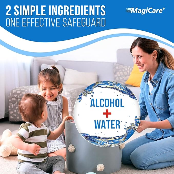MagiCare 75% Large Alcohol Wipes (2 Canisters) - Hand Sanitizing Wipes - Hand Sanitizer Wipe, Unscented, Premium - Home, Classroom, Camping - 2, 100ct Canisters (200pcs)