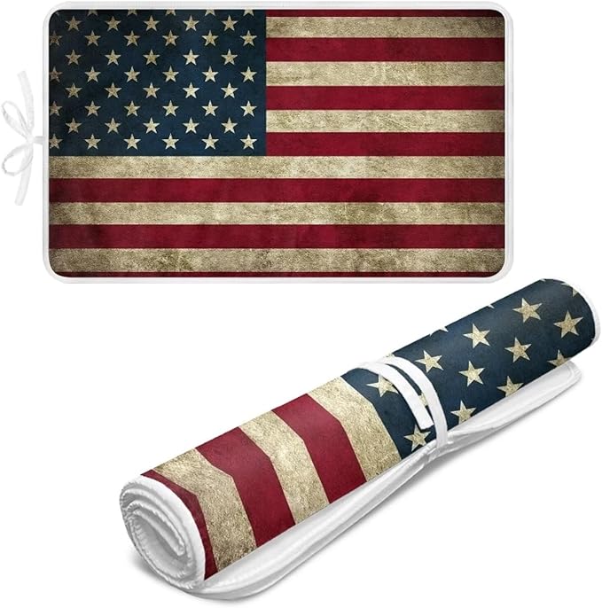 American Flag Ironing Mat Thickened Ironing Blanket Portable Heat Resistant Ironing Pad for Washer,Dryer,Table Top,Countertop,Small Ironing Board