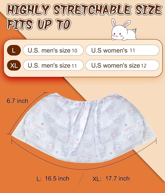 Disposable Shoe Covers 60 Pack - [Select: L/XL Size & Black/Gray/Cartoon] Non-Slip Boot Covers, Breathable Non-Woven Fabric, Fits up to Men's 13, Protect Floors for Home, Work, Parties