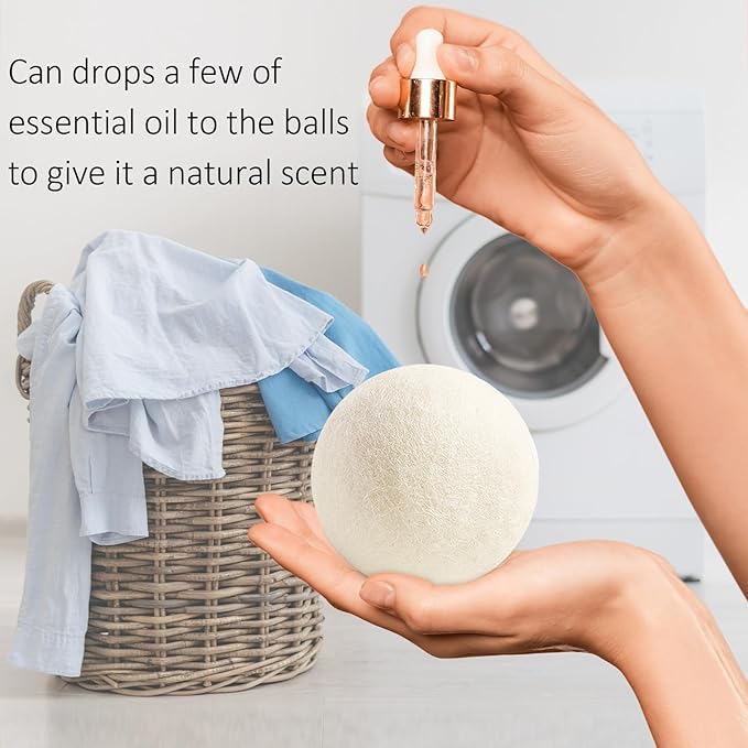 24 Pack Wool Dryer Balls XL Reusable Laundry Balls for Dryer Natural Fabric Softener Ball with 1 Storage Bags Reduce Wrinkles and Decrease Drying Time