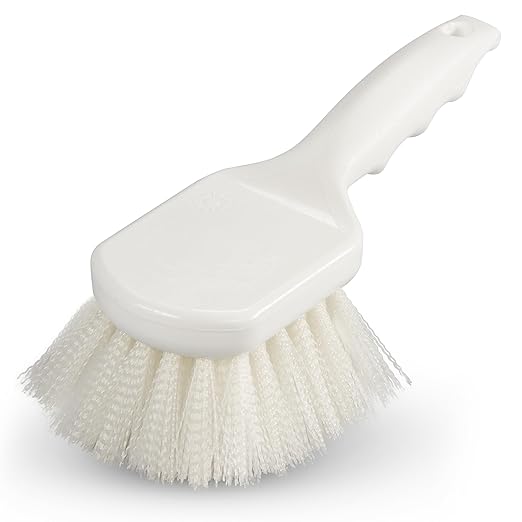SPARTA 3662000 Flo-Pac Plastic Handle Utility Scrub Brush, Nylon Bristles, 2" Bristle Trim, 8" Length, White, 1 Count (Pack of 1)