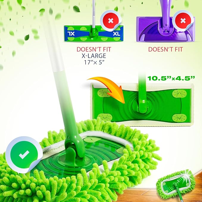 VanDuck Dust Mop Refill Compatible with Swiffer Sweeper (4 Pack) - Microfiber Pet Heavy Duty Dry Cloth Refills - Reusable Mop Pad (Handle is Not Included)
