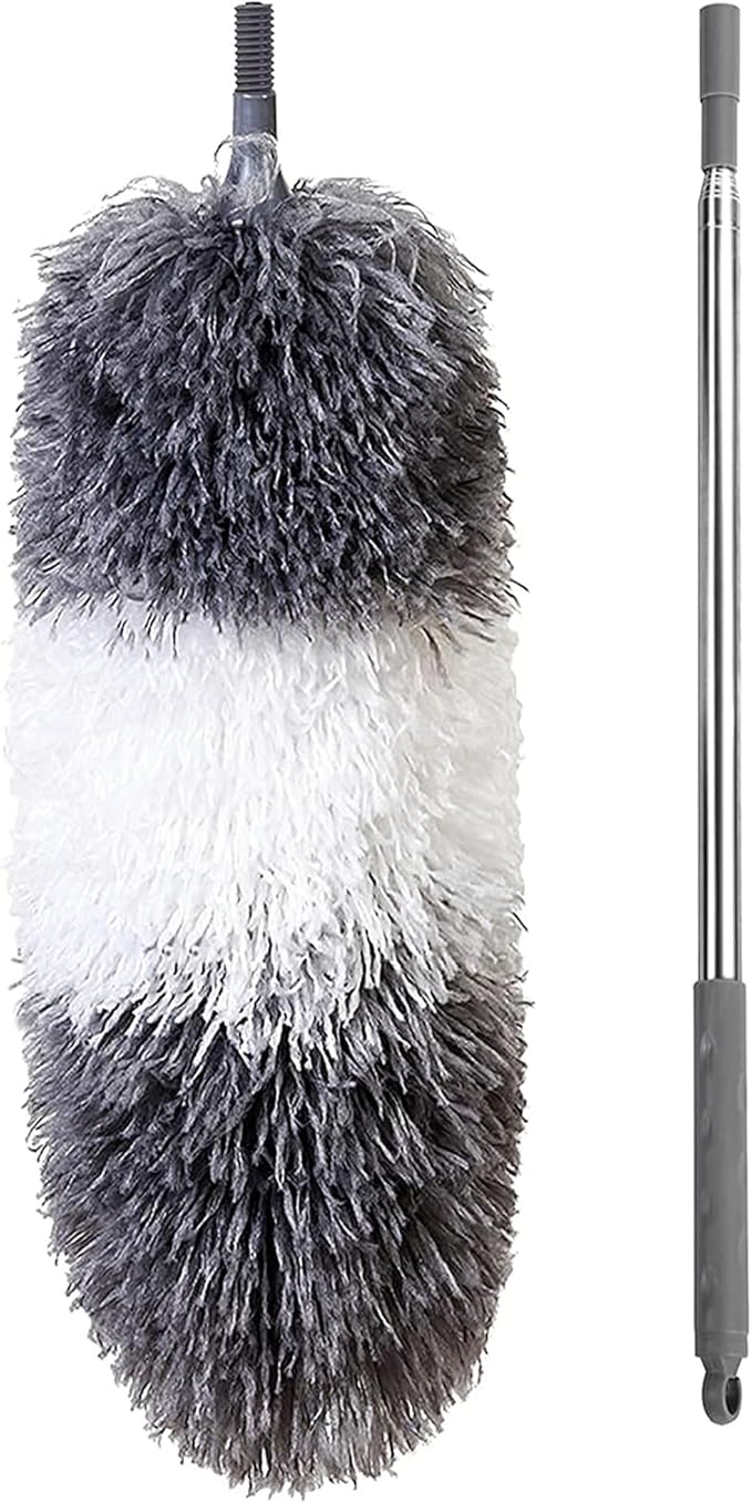 BOOMJOY Microfiber Feather Duster with Extendable Pole and Bendable Head, 100" Telescoping Duster for Cleaning Ceiling, Fan, Furniture