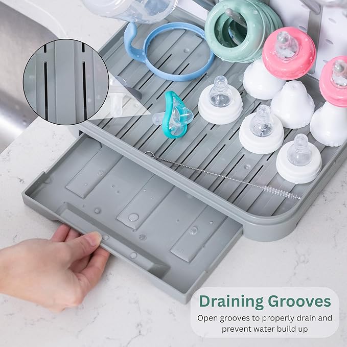 Baby Bottle Drying Rack – Large Vertical Bottle Dryer for 15 Bottles, Space-Saving Countertop Rack for Baby Bottles & Accessories, Compact Holder for Newborn Essentials