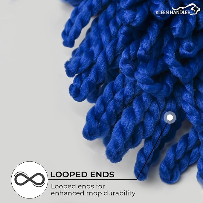 KLEEN HANDLER 3 Pack of 36 Inch Microfiber Dust Mop, Large Washable Commercial Mop Head Replacement, Sweeper, Janitorial Supplies, Blue