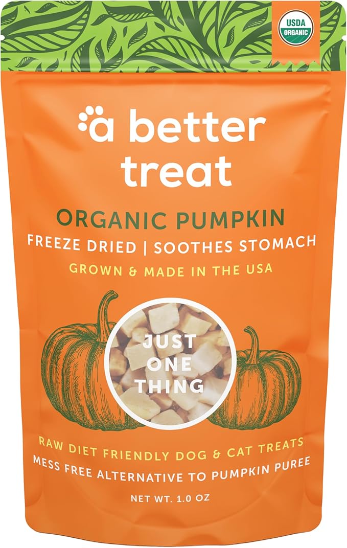 A Better Treat – Freeze Dried Organic Pumpkin Dog and Cat Treats, Organic, Single Ingredient | Natural, Healthy, Diabetic Friendly | Made in The USA