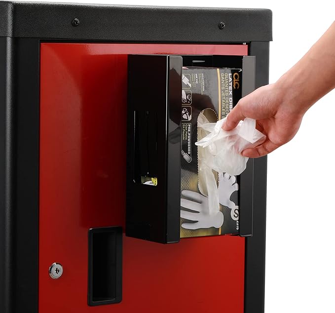 EMENTOL 4PCS Magnetic Glove/Tissue Dispenser Holder Set, Black Glove Dispenser Wall Mount, Mount Onto Tool Box or in Workshops