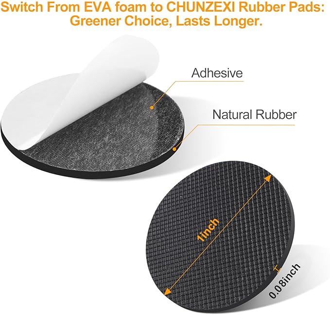CHUNZEXI Non Slip Furniture Pads - 48 Premium Furniture Grippers Self Adhesive Rubber Furniture Feet, Anti Slide Furniture Hardwood Floor Protector for Keep Couch Stoppers (1 inch Round)