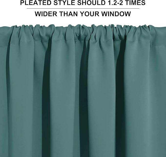 RYB HOME Bathroom Window Curtains - Super Soft Blackout Privacy Curtains for Baby Nursery Bedroom Basement Garege Workshop Kitchen Dining Living Room, W 29 x L 30, Teal, 2 Pcs