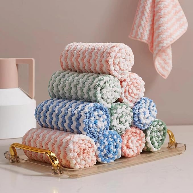 JOYMOOP 12 Pack Microfiber Cleaning Cloth, Larger Kitchen Towels, Dish Rags for Dish Drying Washing, Absorbent Streak Free Lint Free Rags for Cleaning - 11.81" x 15.75"
