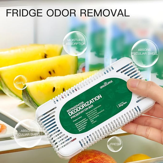 8 Pack Fridge Deodorizer, Refrigerator and Freezer Deodorizer Odor Eliminator Reusable, Unscented Activated Carbon Odor Absorber and Moisture for Freezers, Coolers, Closet and Trash Can