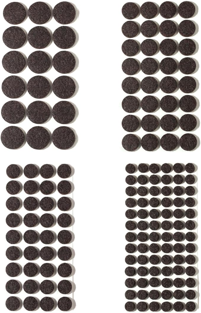 Felt Furniture Pads for Hardwood Floors 164 Piece, Furnigear Anti Scratches Felt Pads for Round Chair Feet Self Adhesive Chair Felt Pads Sliders Moving Your Furniture Smoothly, Brown