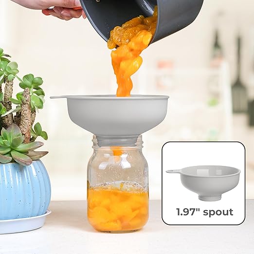 Wide Mouth Kitchen Funnel, Food Grade Plastic Cooking Canning Funnel with 4 Sizes Spouts for Filling Wide and Regular Mason Jars, Spray Dropper Oil Bottle Jug Spices Shampoo Sauce