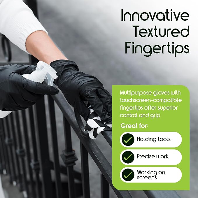 Inspire Black Nitrile Gloves | THE ORIGINAL Quality Black Gloves Disposable Latex Free | 4.5 Cooking