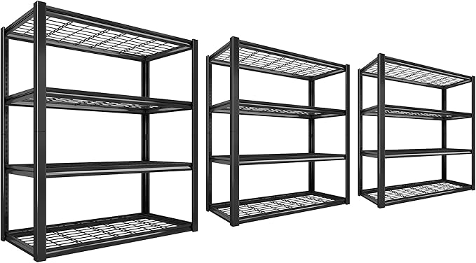 REIBII 40" W Garage Shelving 2240 LBS Storage Shelves Adjustable Heavy Duty Shelving 4 Tier Metal Shelves for Storage 59.5"H Metal Shelf for Pantry Basement Warehouse 40"W × 19.5"D × 59.5"H, 3 Pack