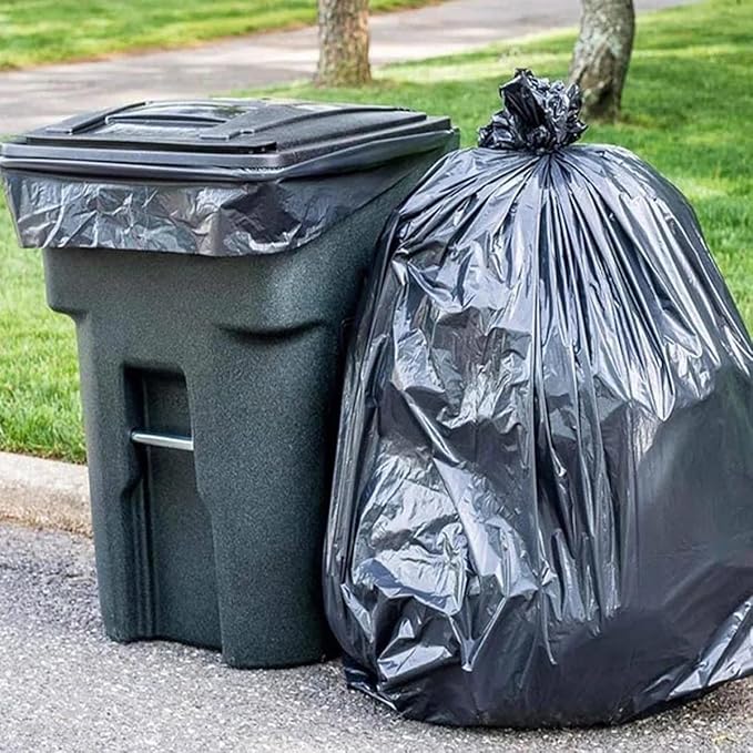 55-60 Gallon Trash Bags, 50 Count Bulk, Black Heavy Duty Garbage bags, Multi-purpose Trash Can Bin Liners for home Commercial, Outdoor, Construction, Industrial, Lawn, Leaf