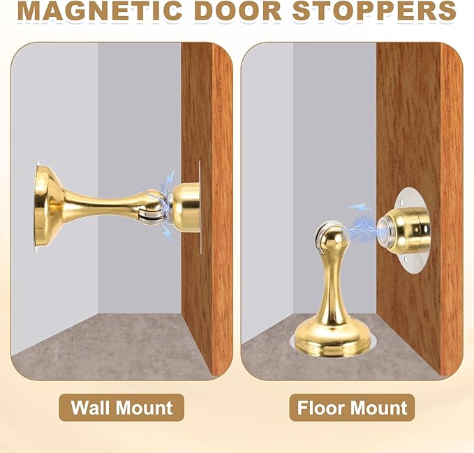 MECCANIXITY Magnetic Door Stoppers Stainless Steel Door Stops, Wall Floor Mounted Doors Holder Keep Doors Open for Home Office Closet (Reddish Bronze)