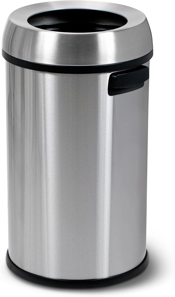 Simpli-Magic 65 Liter Open Top Trash Can, Commercial Grade, Stainless Steel