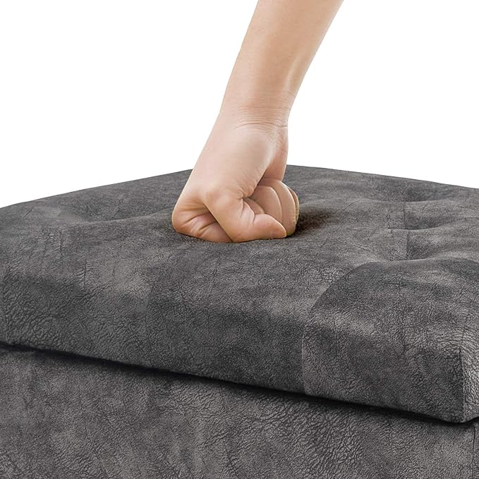 Joveco 24" Rectangular Ottoman with Storage for Living Room, Upholstered Storage Bench Foot Stool and Seat with Lift Off Lid, Coffee Table Footrest for Bedroom