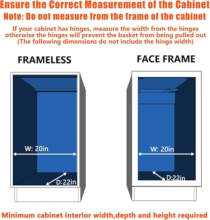 Pull Out Cabinet Organizer 19½" W x 21½" D, Heavy Duty Cabinet Pull Out Shelves, Slide Out Drawers Organization for Kitchen Cabinets Bathroom