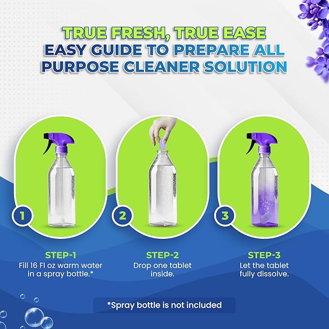 True Fresh All Purpose Cleaner Refill Tablets (24 Count) – Makes 384 fl oz, Effortless Cleaning Power For Multisurface Cleaning - Removes Tough Grimes, Stains and Acts as Degreaser