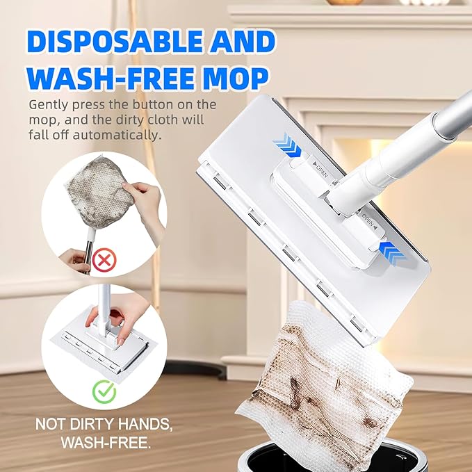 Mini Sweeper Mop No-Touch Dirty Cleaning Flat Dust Mop for Dry Wet Disposable Pads, Multi Surface Mop Floor Mopping and Sweeping Cleaning Head for House Wall Bathroom Toilet Corners Door Window