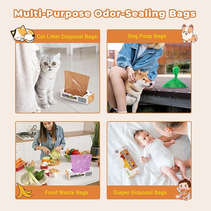 Odor Sealing Small Trash Bags Home & Food Use XL-100 Count Disposable Bags, Durable and Unscented (Color:Brown)
