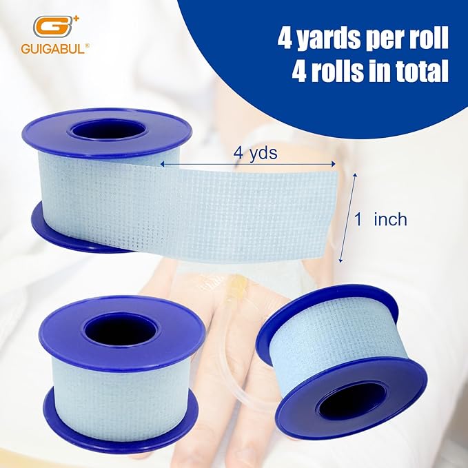 Silicone Surgical Tape 1" x 4yd (4 Rolls),Medical Tape for Sensitive Skin,Surgical Tape Pain-Free Removal Hypoallergenic Repositionable Adhesive Tape for Dressings,Face,First Aid