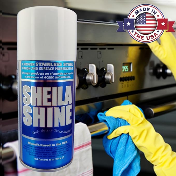 Sheila Shine 2 x 10 Oz. Stainless Steel Cleaner and Polish Aerosol Spray, Protect Household Kitchen Surface, Removes Grease, Fingerprint & Watermark, Polish & Leaves a Streak Free Shine for Appliances