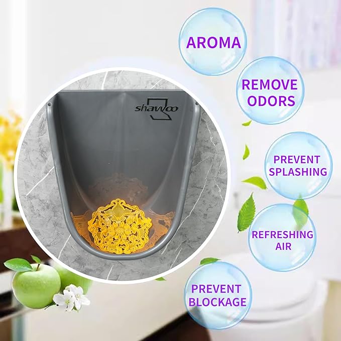 Urinal Screen Deodorizer (12 slice) Urinal Cakes Anti-Splash Odor Protection for Toilets in Bathroom Office Stadiums Schools with Free Gloves - 12 slice Ocean Breeze Scent