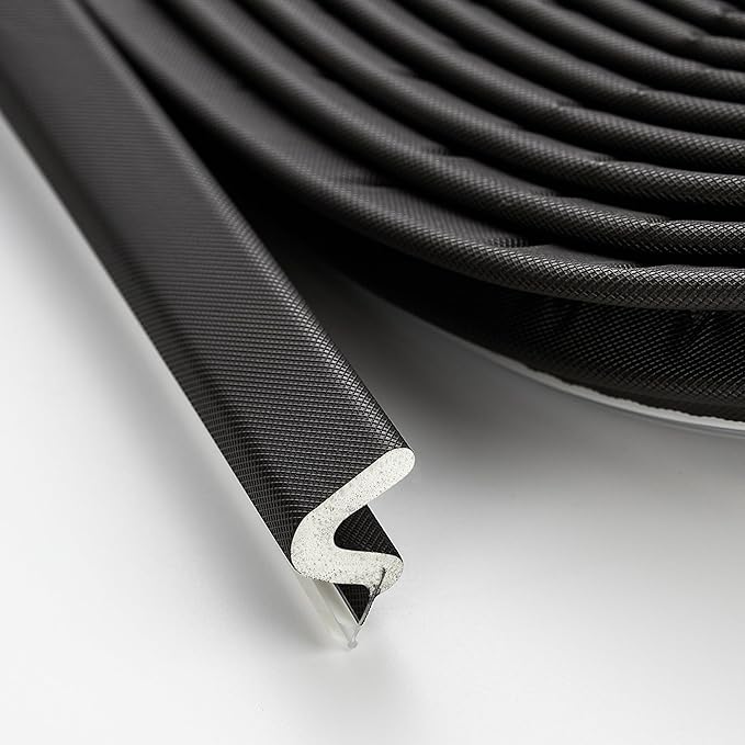Weather Stripping Door Seal Strip - Soundproof Q-Shaped Foam for Exterior Door Frame, Large Gap Seal, Noise Cancelling, Easy to Install (Black, 30FT)
