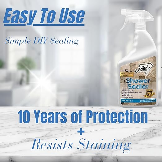Natural Stone and Grout Penetrating Shower Sealer. Marble, Granite Travertine, Limestone. Protects Making Them Easy to Clean. Works Also on Grout in Tile, Ceramic, and Porcelain. 1-Quart