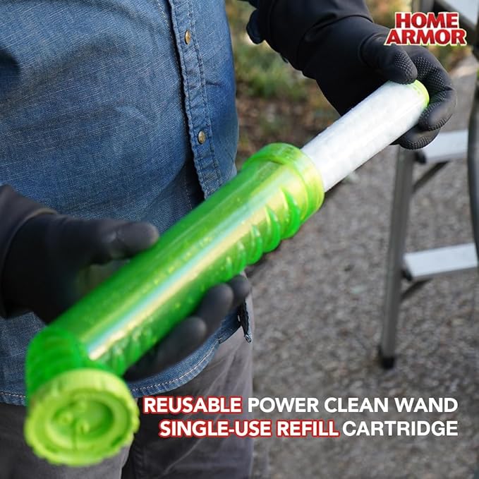 Home Armor Power Clean Wand, Outdoor Cleaning System, Blasts Away Stains from Mold, Mildew, Algae, Dirt and Grime for Visible Results in Seconds, No Scrubbing Required, Reusable