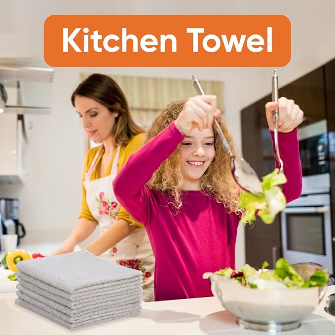 Superio Cotton Terry Washcloths Grey Towels 100% Cotton Cleaning Cloth 16" Rags Wash Clothes for Body and Face, Spa Towels, Multi Purpose (12, 16"x16")