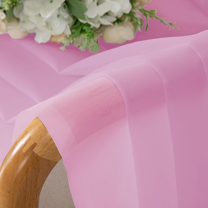 Chyhomenyc Pink Sheer Curtains 72 Inch Length 2 Panels, Light Filtering Soft Airy Rod Pocket Voile Window Curtain Drapes for French Door Bedroom Living Room, Each 42Wx72L Inches