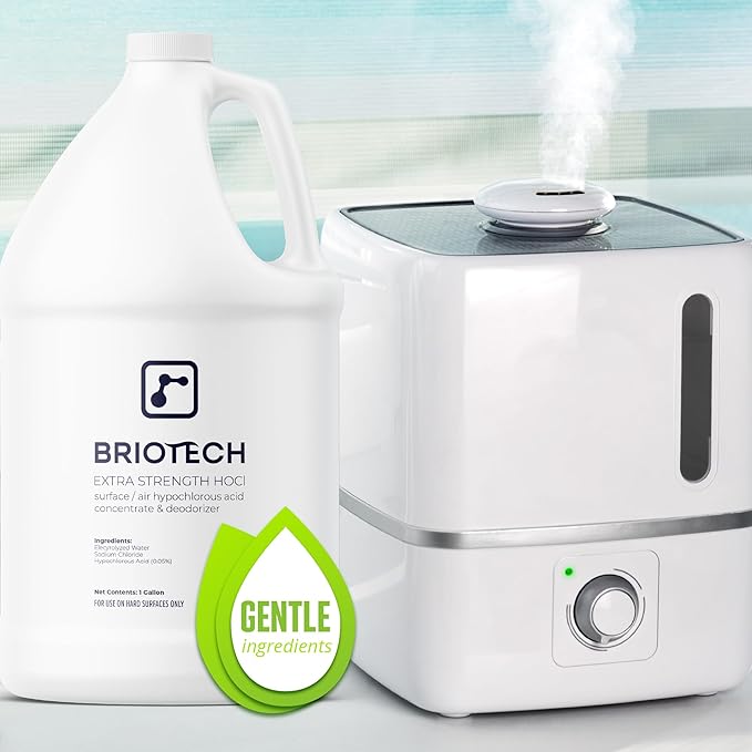 BRIOTECH Extra Strength HOCl Cleaner, 500 PPM Hypochlorous Acid Concentrate, ULV Foggers & Humidifiers, Professional Deodorizer for Dental, Offices, Schools, Homes, Peroxide Free, 32 fl oz