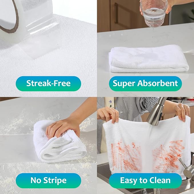 Newwiee 3 Pcs Extra Large Microfiber Cleaning Cloth 30" x 20" Washable Reusable Microfiber Towel Streak Free Lint Free Cloth for Cleaning Home Glass Office Window Bathrooms (White)