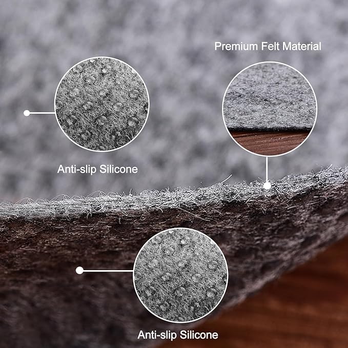 Ultra Strong Anti-Slip Rug Felt Pad 2 x 8 ft for Hardwood Floors, Non Slip Area Gripper, Thin Profile Non Skid Carpet Mat Keep Your Rugs in Place- Gray