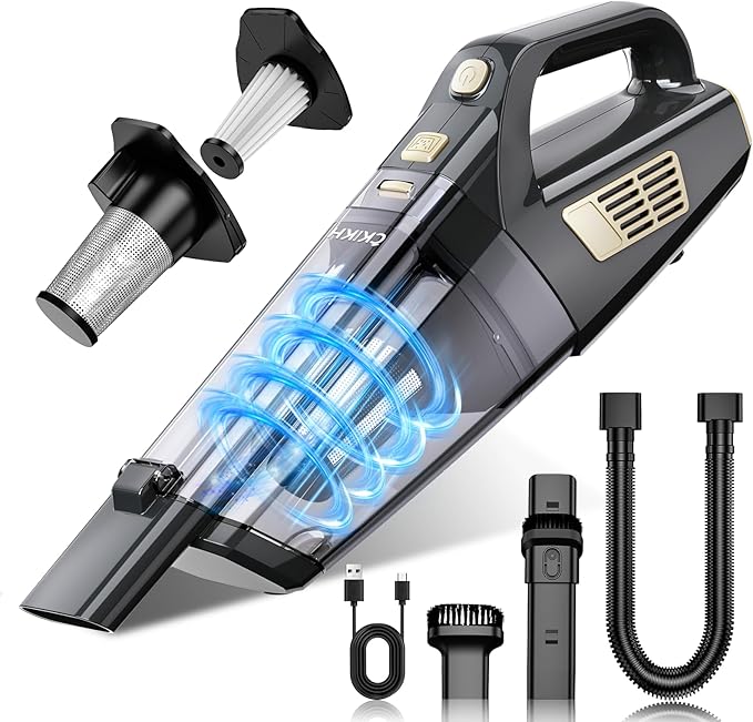 Handheld Vacuum Cordless, 15000PA Strong Suction Hand Held Car Vacuum Cleaner Portable with Multi-Nozzles & Washable Filter, Lightweight Dust Busters Rechargeable for Home, Car, Office, Pets