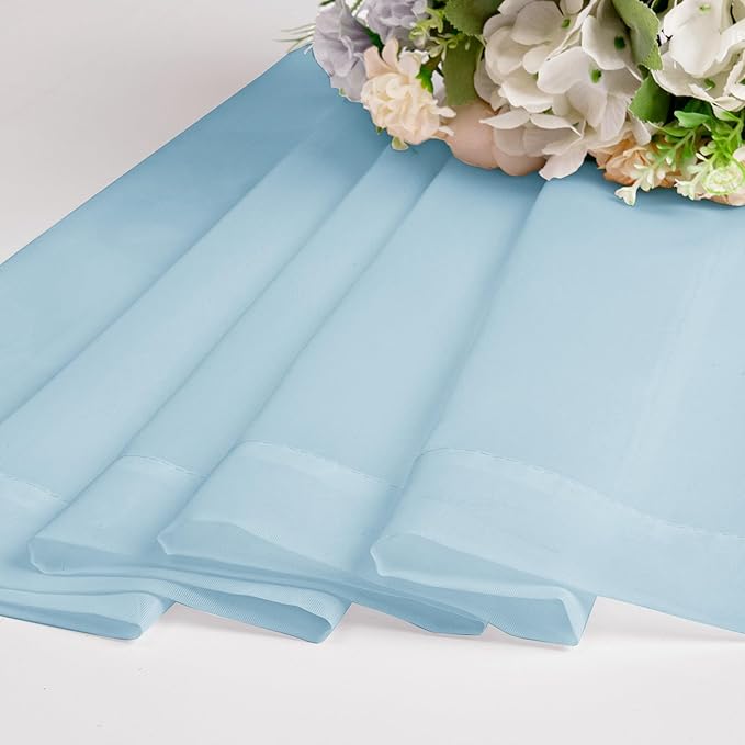 Chyhomenyc Sky Blue Sheer Curtains 36 inch Length 2 Panels, Light Filtering Voile Light Blue Short Window Curtians for Bathroom Living Room Farmhouse Small Windows, 42Wx36L inches