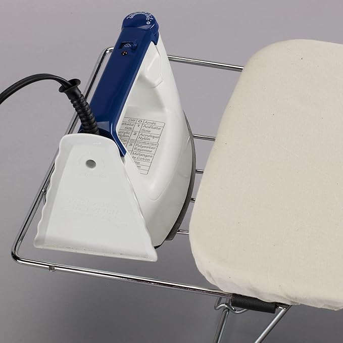 Household Essentials Tabletop Ironing Board, Compact Ironing Board with Iron Rest, Includes Door Hang, Perfect for Dorms and Small Spaces, 12 x 30", Silver