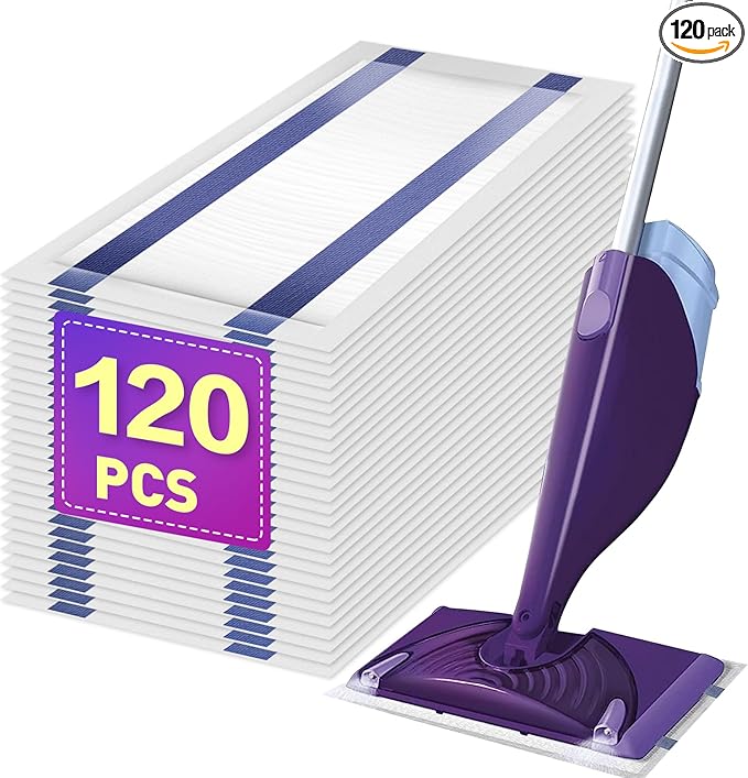 Mopping Pad Refill for Wet Jet Mop, Disposable Multi Surface Wetjet Hardwood Floor Cleaner Spray Mop Pads Refills, Thickness & Absorbent (120)