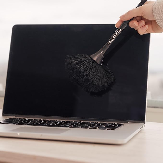 Fuller Brush Electronics Dusting Brush Set – for Laptop, Screen, Keyboard, TV, Phone, Vehicle Dash – Dual-Ended Duster with Microfiber and Goat Hair – Mini Bench Brush Duster with Polystatic Fibers