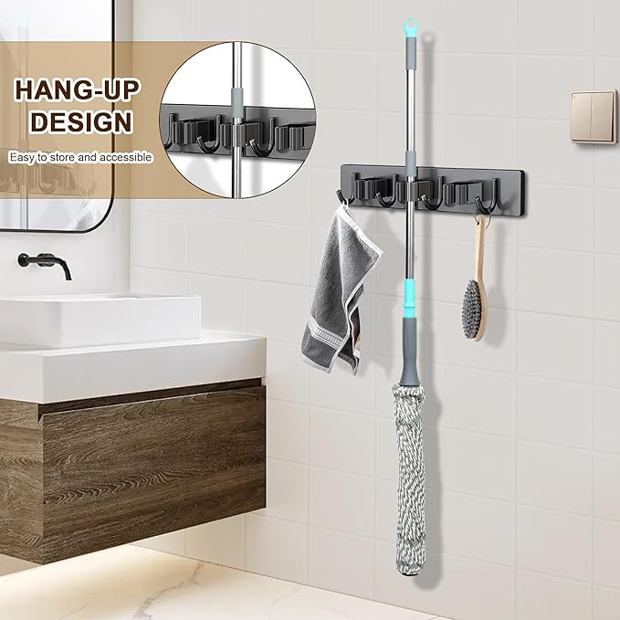 Self Wringing Mop - Easy Squeeze Twist Mop with 52.5 Inch Long Handle, Heavy Duty for Hardwood, Tile, Vinyl & Laminate Floors (Gray)
